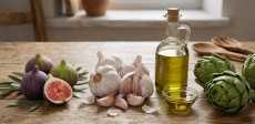 الخرشوف وزيت الزيتون والثوم والتين