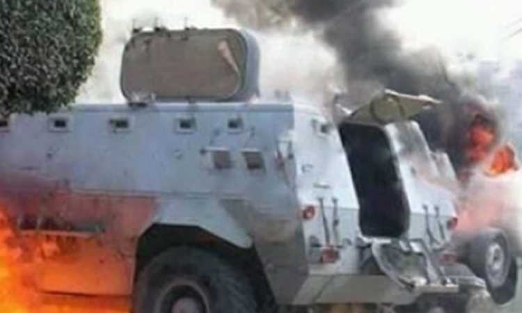 استهداف مدرعة جنوب العريش