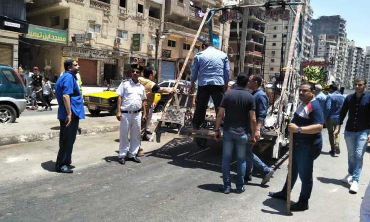 تطهير ميدان سيدى بشر من الباعة الجائلين