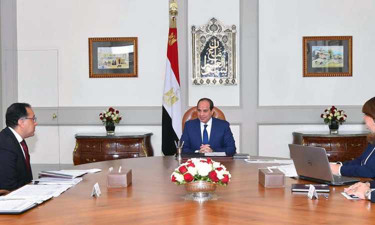 الرئيس السيسى يلتقى برئيس الوزراء ووزيرة التضامن الاجتماعى