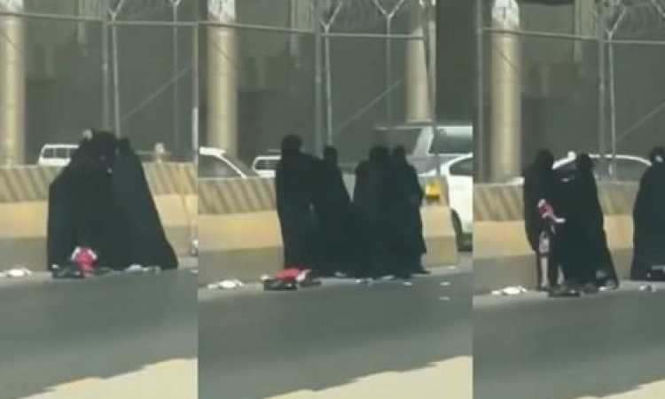 مشاجرة نسائية فى شارع بالرياض