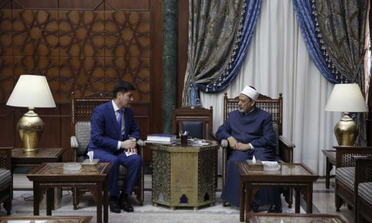 شيخ الأزهر ووفد جامعة الفارابى
