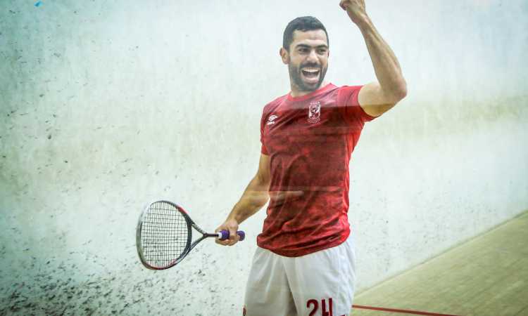تألق أحمد فتحى فى مباراة الاسكواش