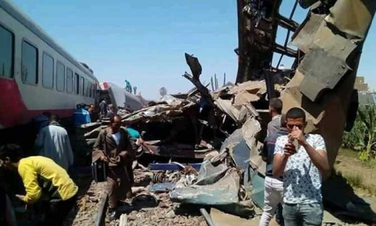 اصطدام قطارين فى سوهاج