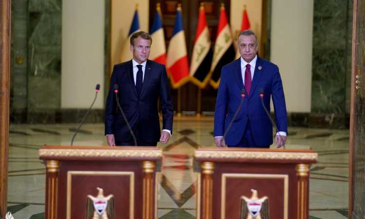مؤتمر صحفى لرئيس فرنسا ورئيس وزراء العراق ـ ماكرون والكاظمى