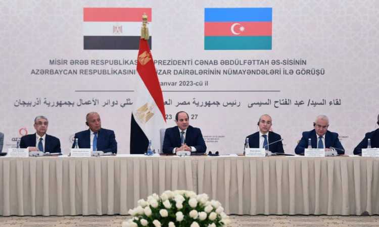 لقاء السيسى مع كبار رموز الاقتصاد ورجال الأعمال فى أذربيجان
