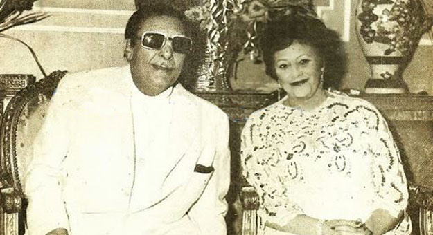 رشدي أباظة مع زوجته الأخيرة نبيلة أباظة