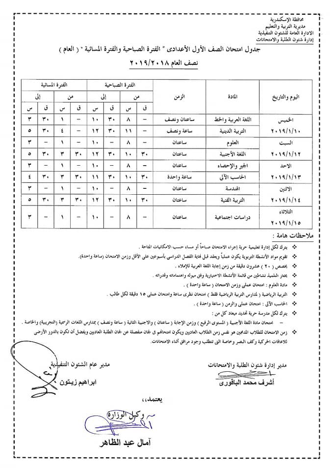 نتيجه الصف الاول الثانوي