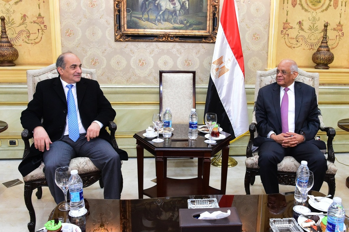 وفد برلماني مصرى يودع رئيس البرلمان القبرصى