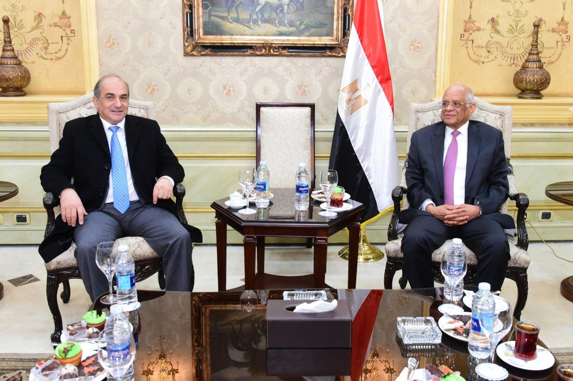 وفد برلماني مصرى يودع رئيس البرلمان القبرصى