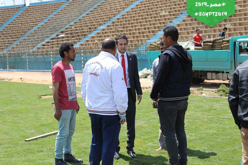 محمد فضل فضل يتفقد ملاعب تدريب منتخبات «كان 2019»
