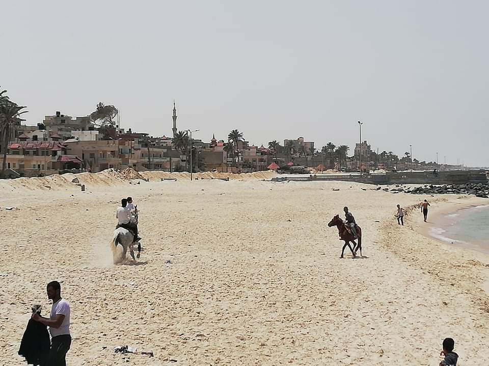 أهالى العريش يحتفلون بـ«شم النسيم» على الشاطئ