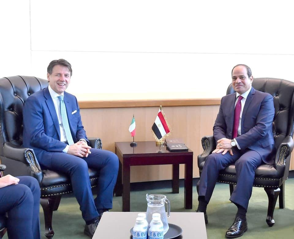 لقاء السيسى ورئيس وزراء إيطاليا