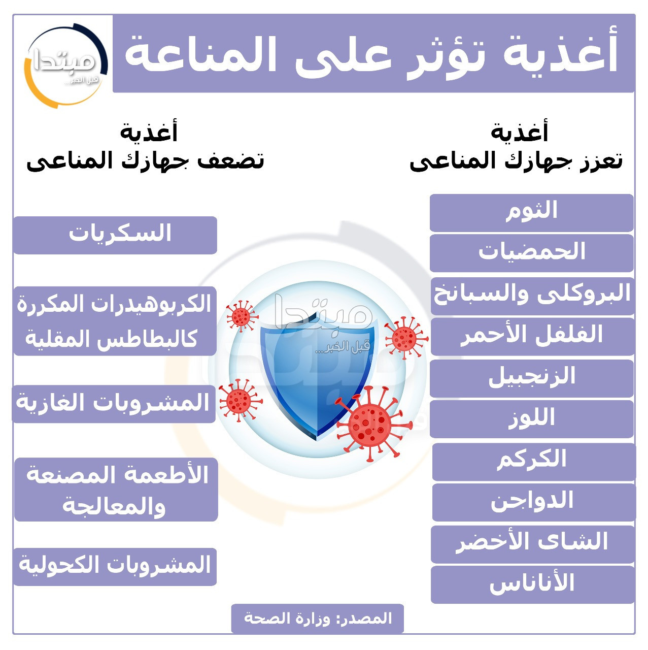 إنفوجراف .. أغذية تؤثر على المناعة
