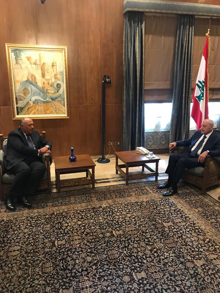 سامح شكرى خلال زيارته للبنان