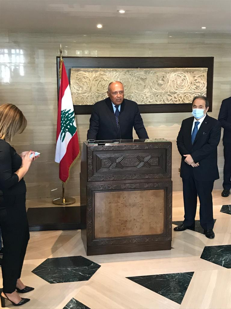 سامح شكرى خلال زيارته للبنان