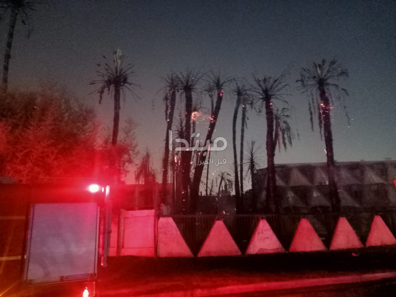 حريق ضخم أمام حديقة الفسطاط