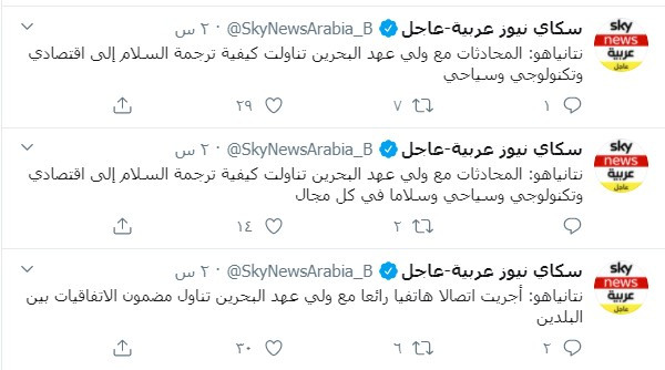 تصريحات نتنياهو عن اتصاله بولى عهد البحرين