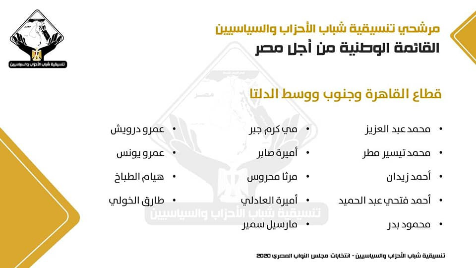تنسيقية شباب الأحزاب تعلن أسماء مرشحيها لانتخابات مجلس النواب