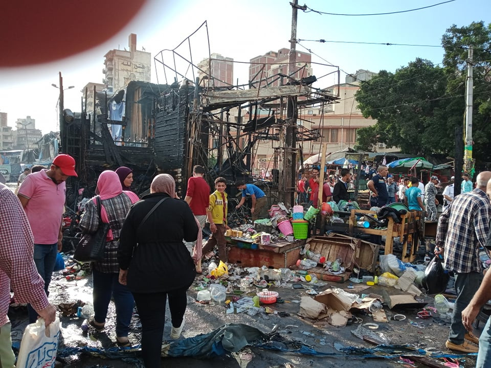 حريق بسوق محطة مصر فى الإسكندرية