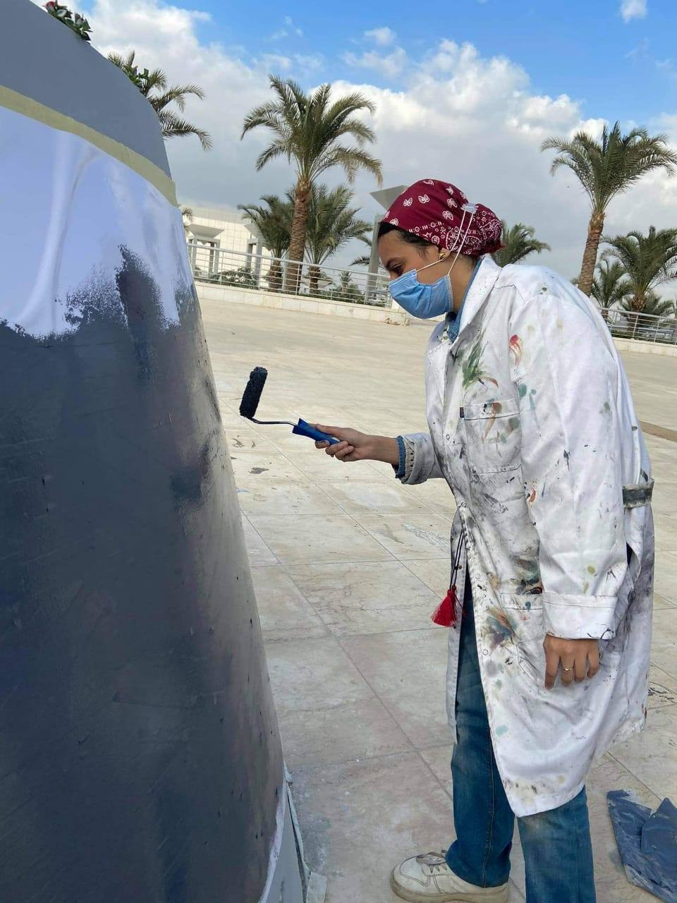 تزيين مدخل المتحف القومى للحضارة
