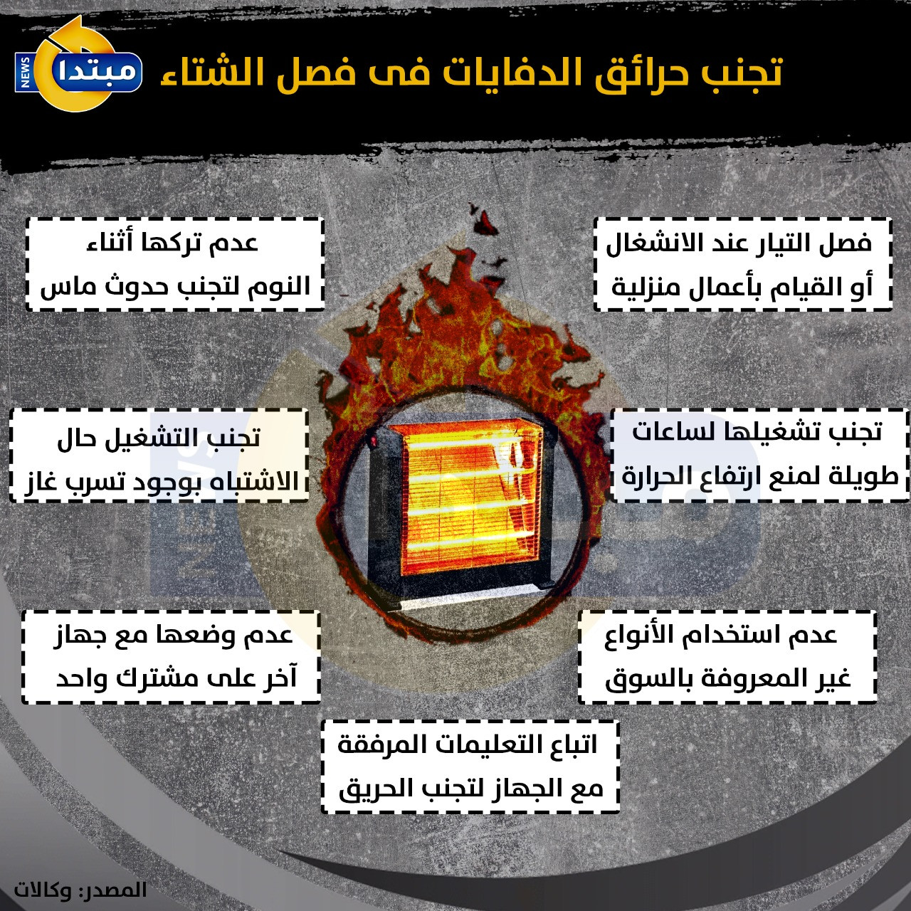 تجنب حرائق الدفايات فى فصل الشتاء