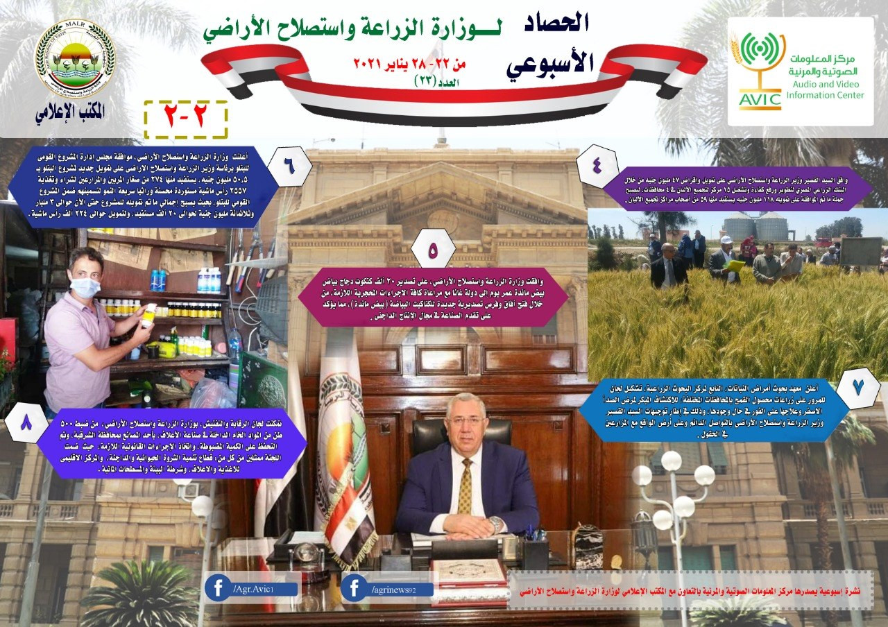 حصاد وزارة الزراعة الأسبوعى
