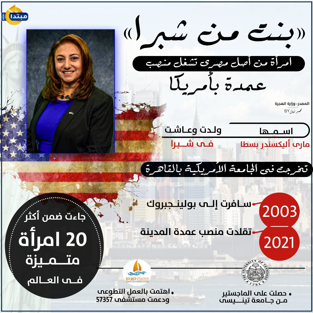 بنت شبرا عمدة بأمريكا