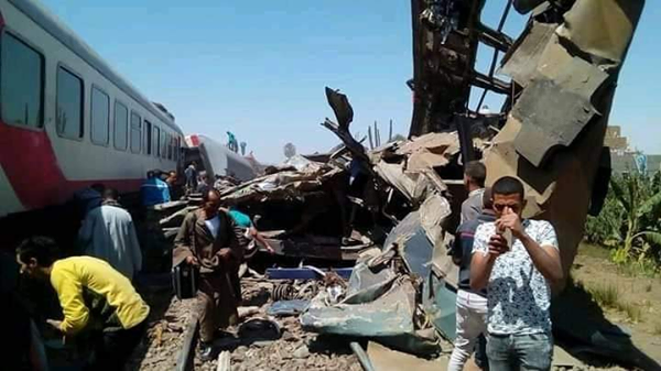 اصطدام قطارين فى سوهاج