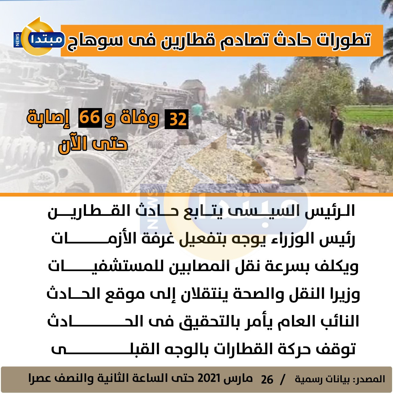 تطورات حادث قطار سوهاج