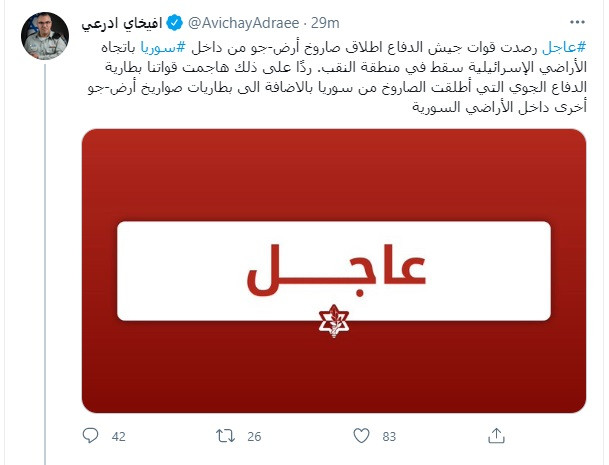 تغريدة أفيخاى أدرعى