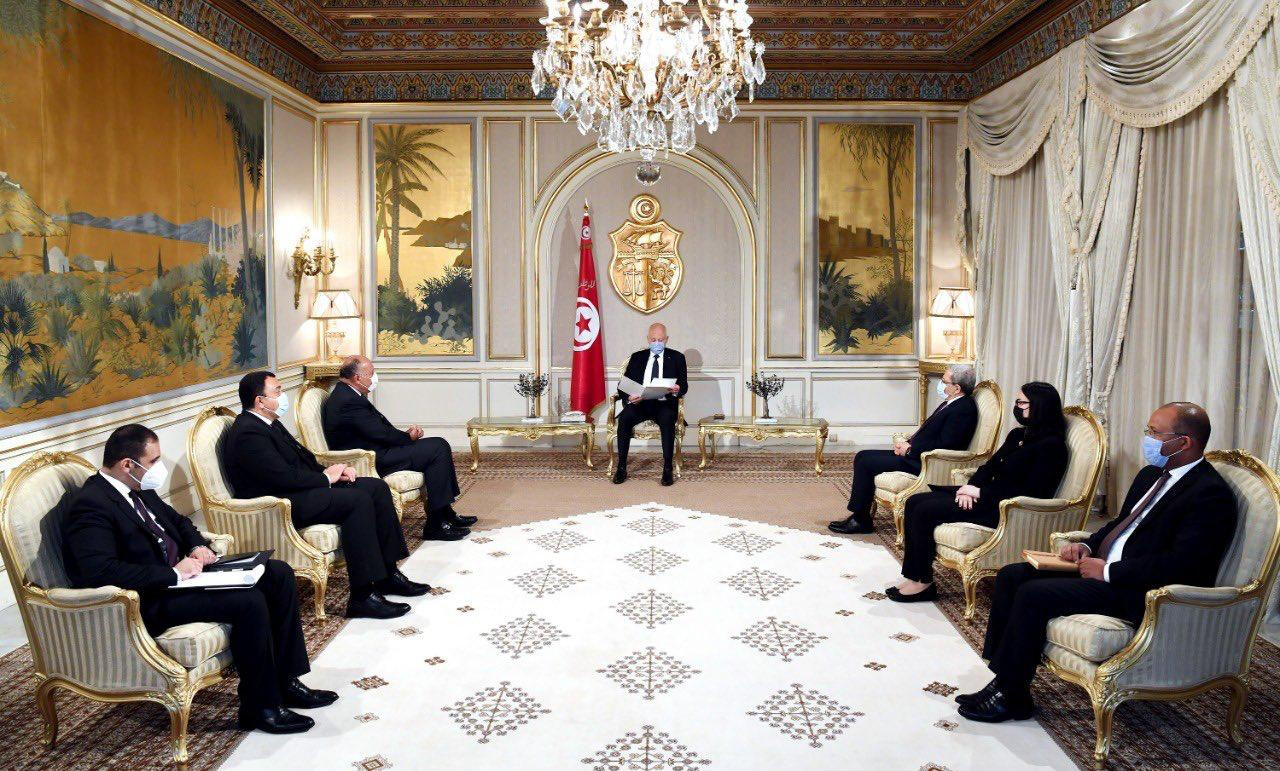 لقاء شكرى بالرئيس التونسى