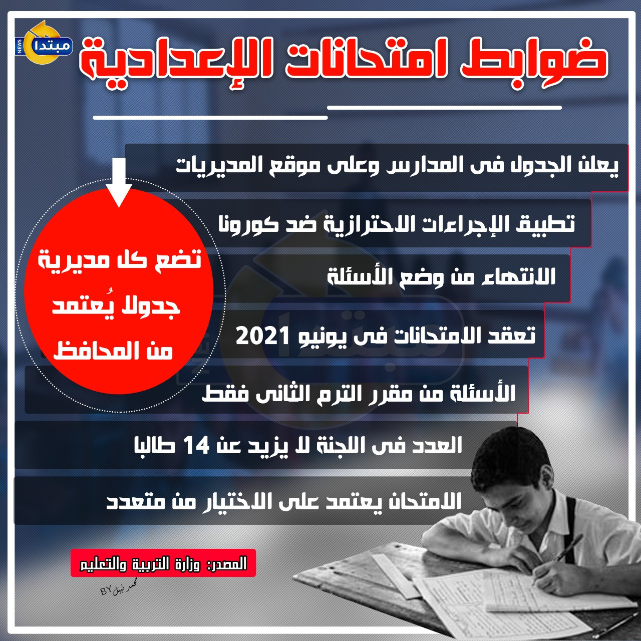 ضوابط امتحانات الإعدادية