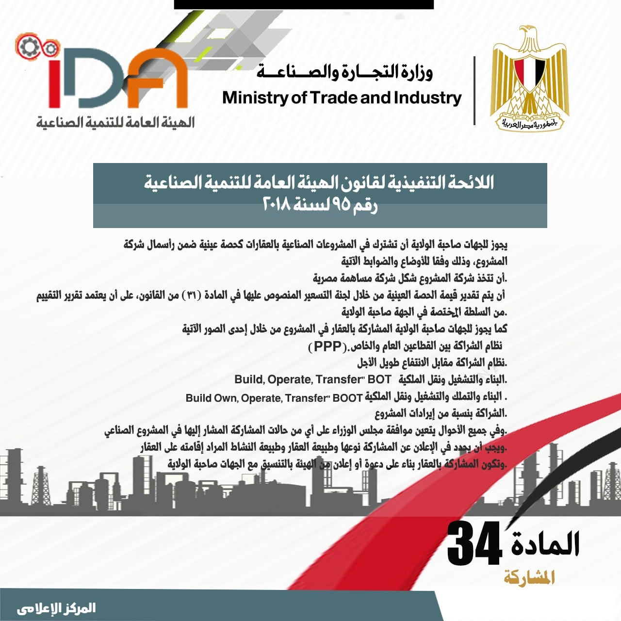 اللائحة الجديدة لقانون الهيئة العامة للتنمية الصناعية