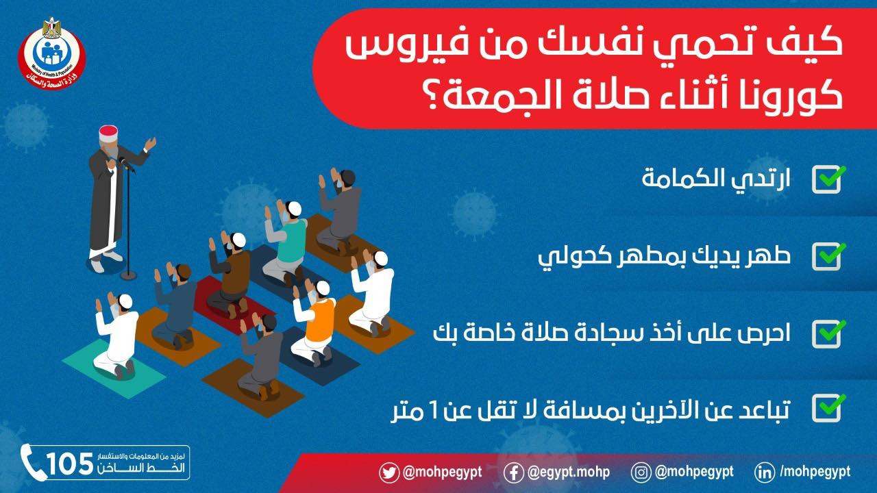 كيف تحمى نفسك من فيروس كورونا أثناء صلاة الجمعة