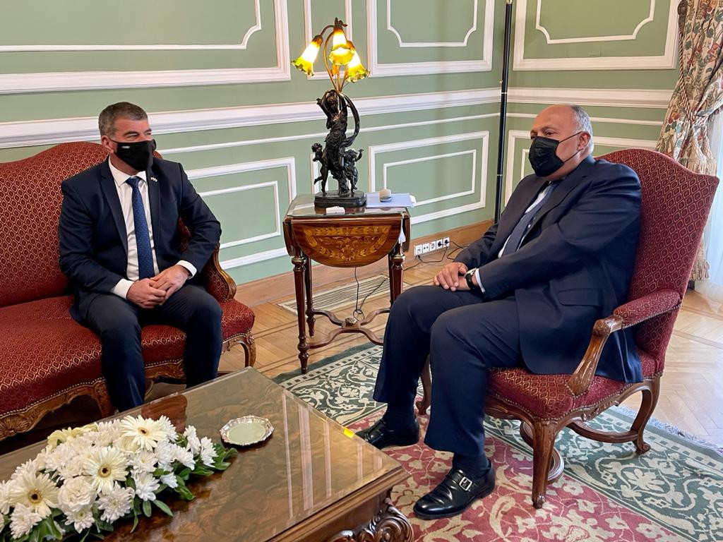 سامح شكرى يلتقى نظيره الإسرائيلى
