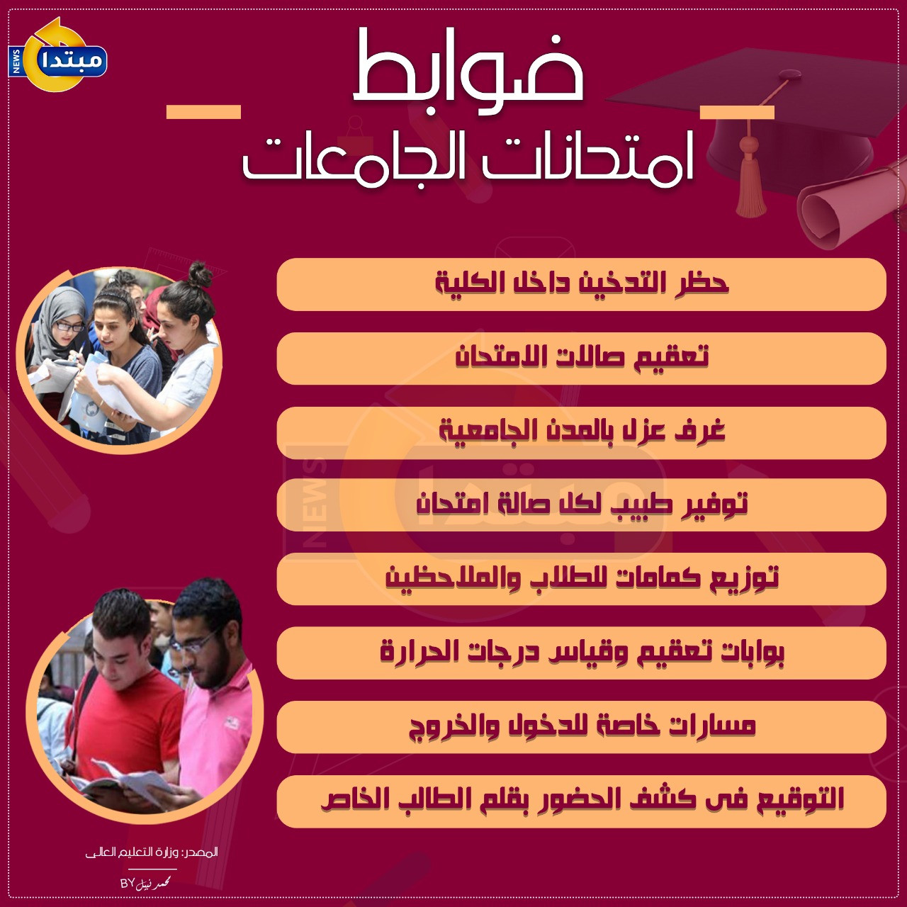 ضوابط امتحانات الجامعات