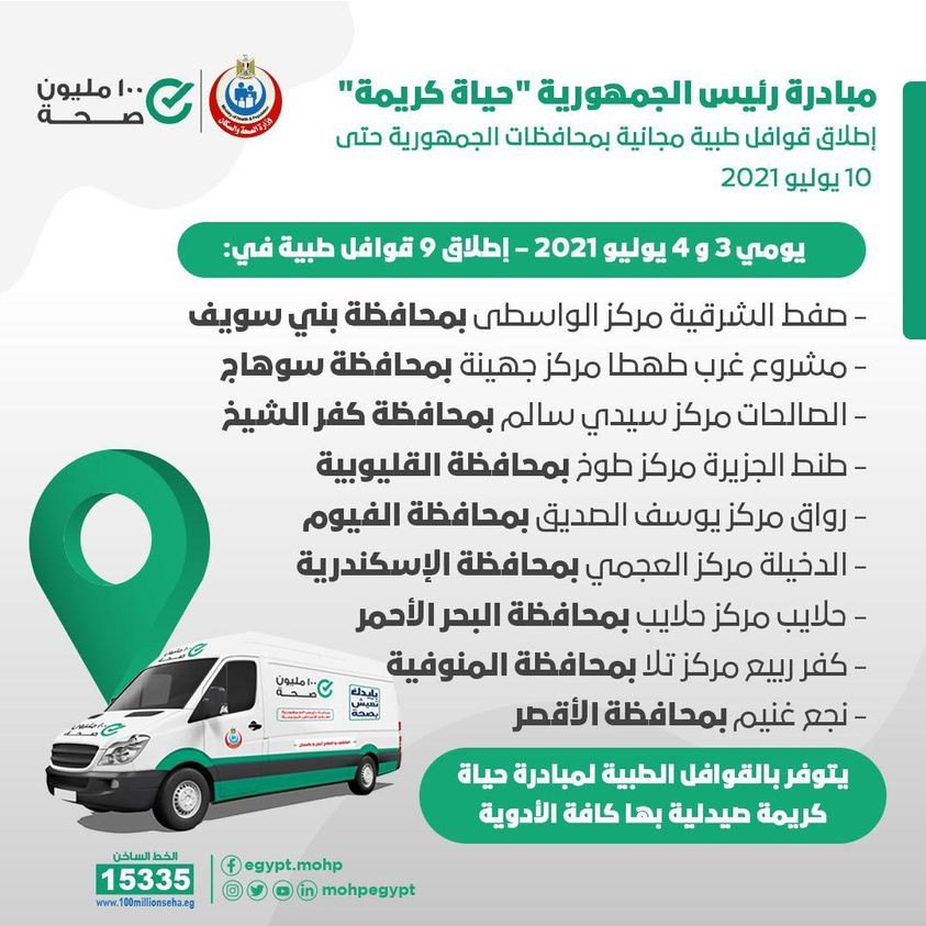 الصحة تطلق 9 قوافل مجانية
