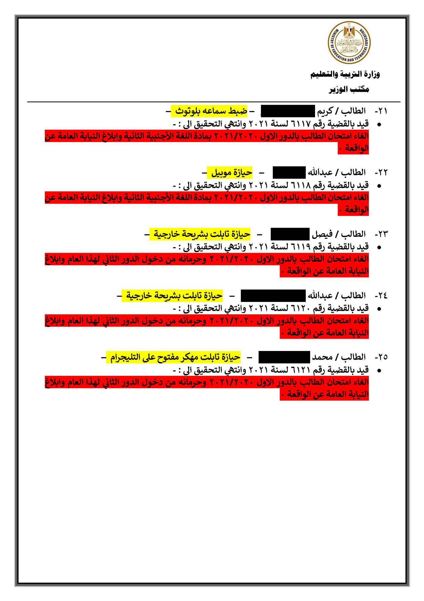 قائمة الغشاشين