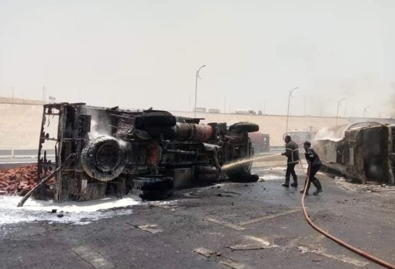 حادث تصادم بالطريق الدائرى الأوسطى بحى حلوان