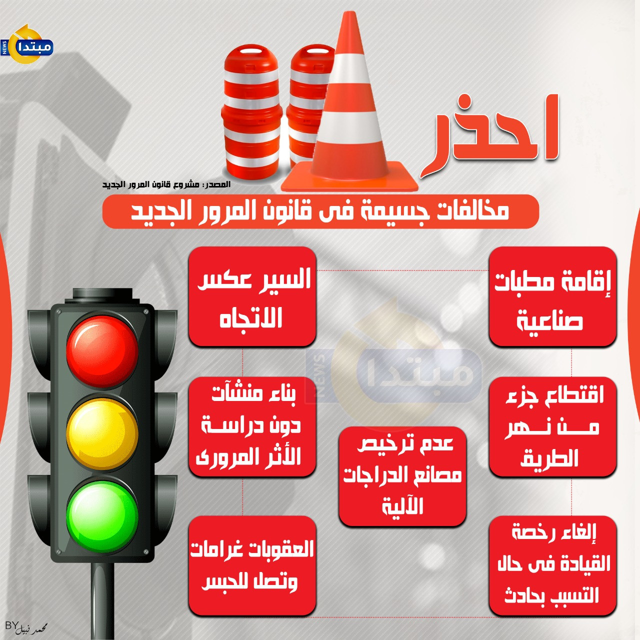 مخالفات جسيمة فى قانون المرور الجديد