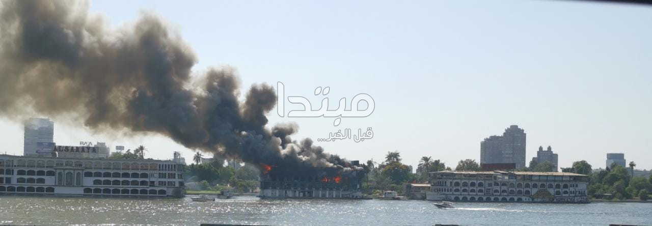 حريق فى باخرة نيلية بالزمالك