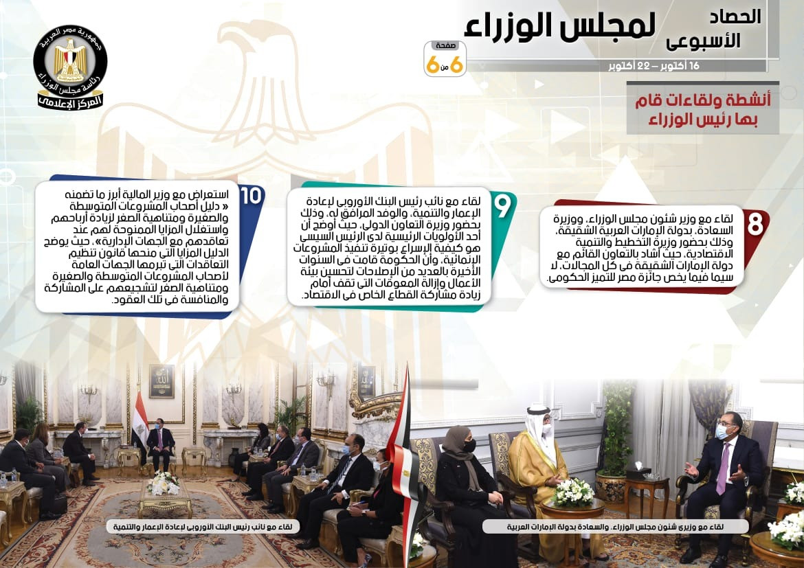 نشاط مجلس الوزراء فى أسبوع
