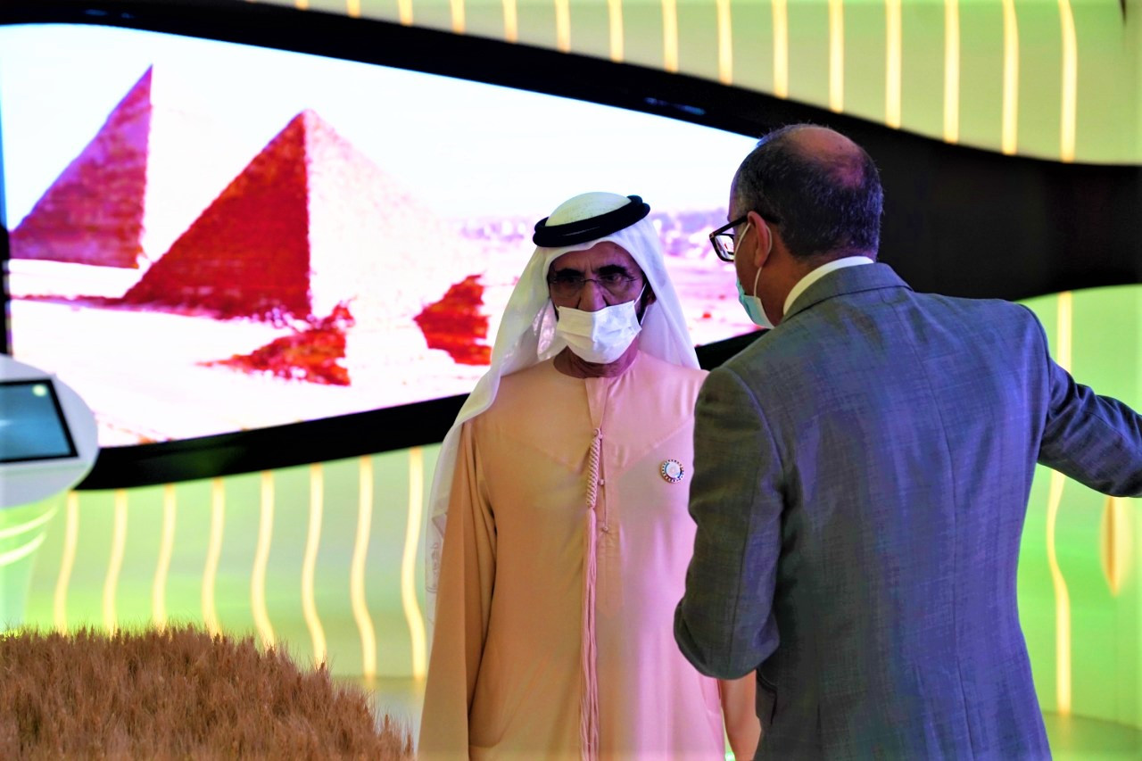 محمد بن راشد يقوم بجولة فى الجناح المصرى المشارك بإكسبو 2020 دبى