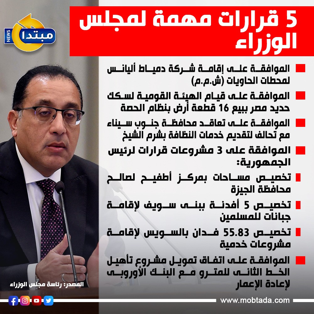 قرارات مهمة لمجلس الوزراء