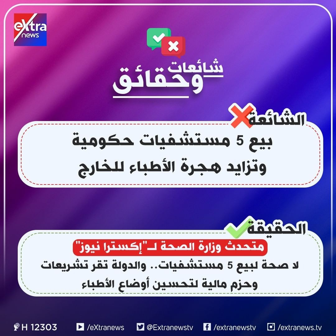 الصحة تنفى بيع 5 مستشفيات