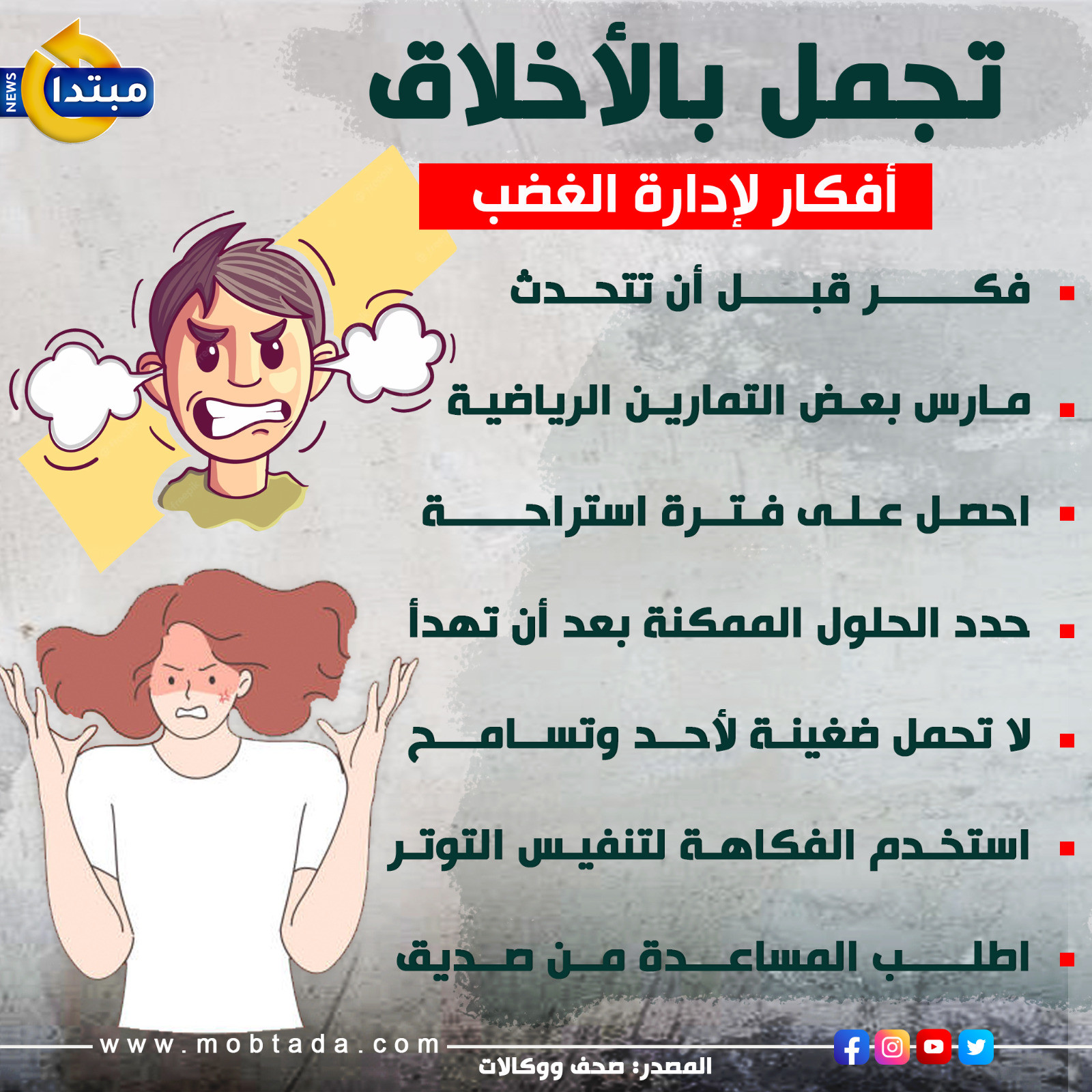 أفكار لإدارة الغضب