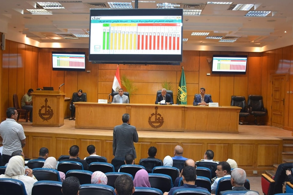محافظ القليوبية يعقد إجتماعا لمتابعة أعمال مشروعات حياة كريمة بشبين ال