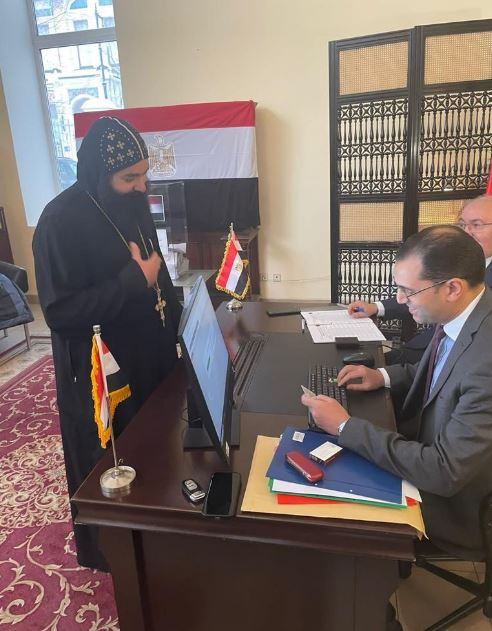 جانب من مشاركة الجالية المصرية فى موسكو بالانتخابات الرئاسية