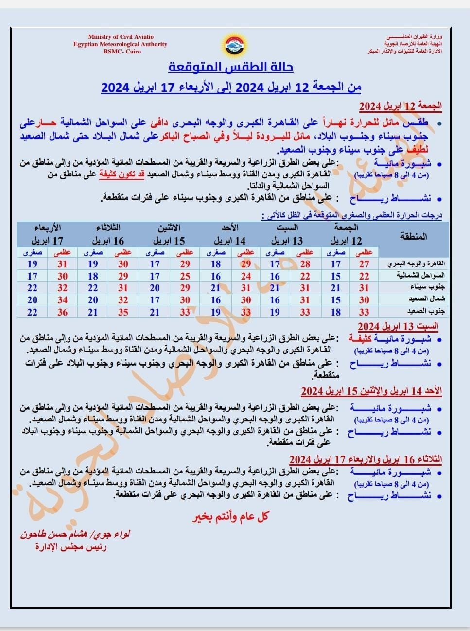حالة طقس ثالث يوم العيد